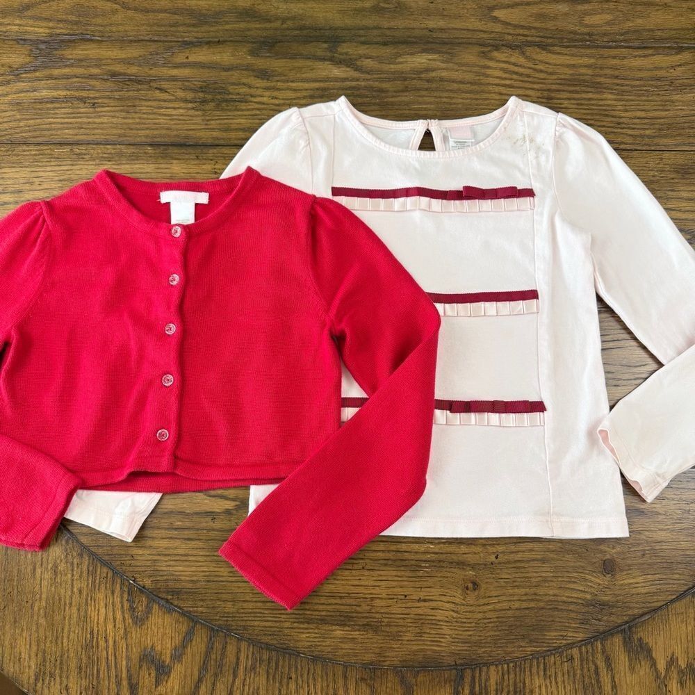 Janie and JackโPink Top and Red Sweater Bundle
